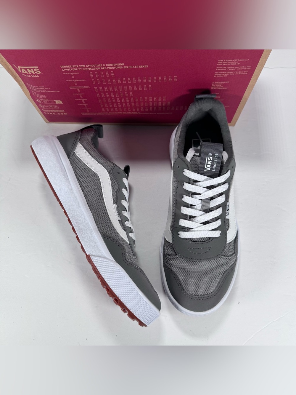 Vans Range EXP Suede Canvas Frost Gray White Lace Up Sneakers Women 9 Men 7.5